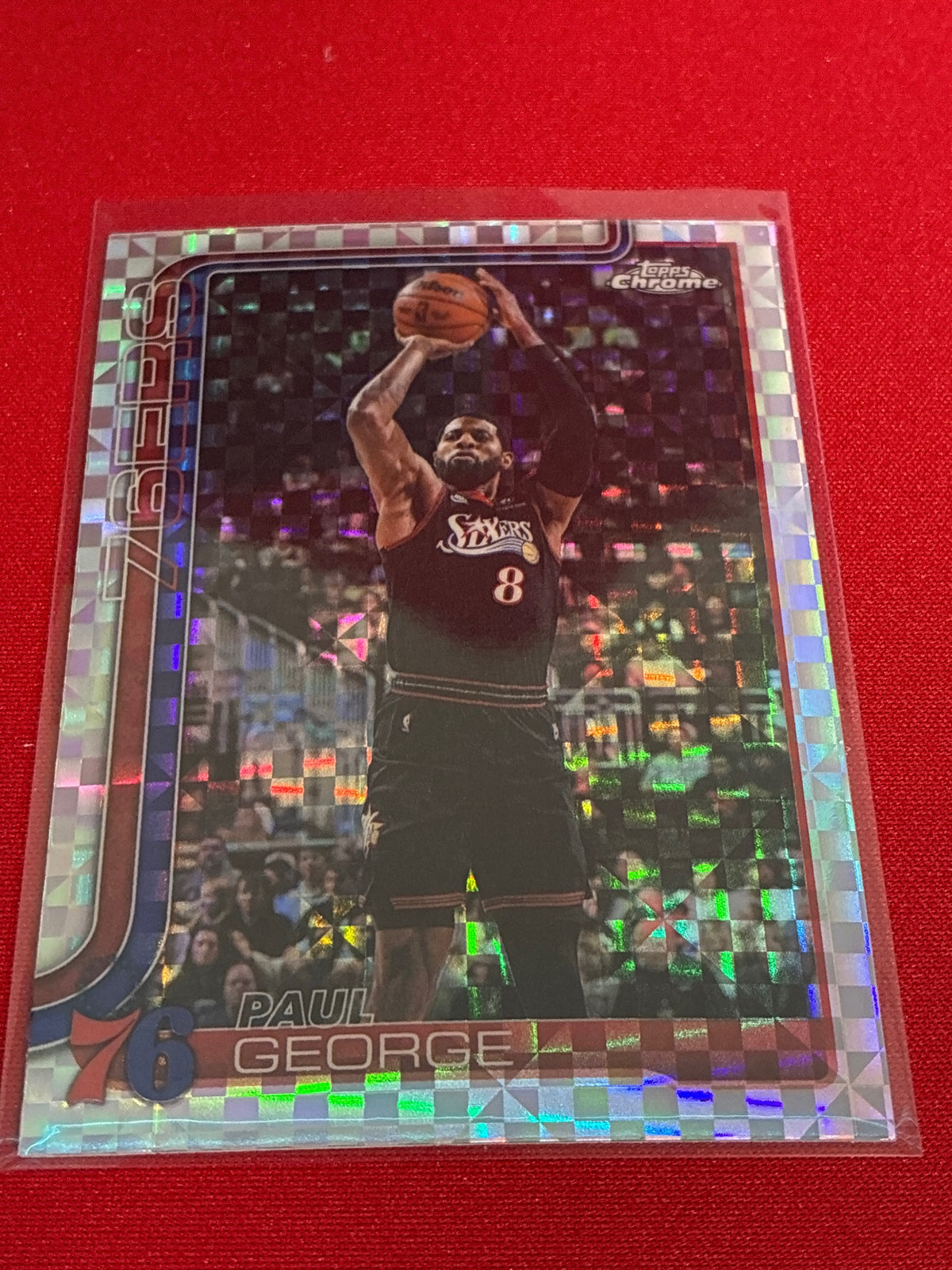 2025-26 Topps Chrome Update #77 Paul George Refractor